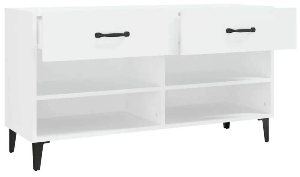 fehér szerelt fa cipősszekrény 102x35x55 cm