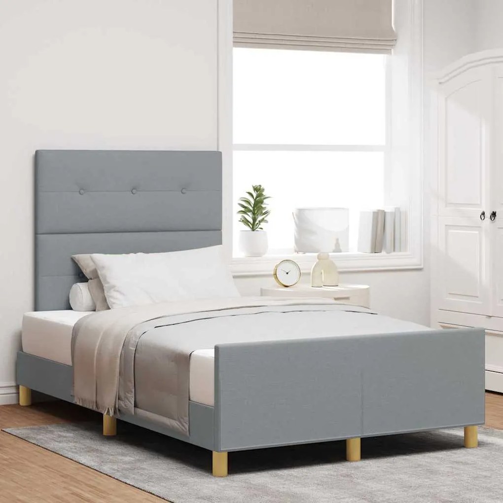 Ágykeret fejtámlával Világosszürke 120 x 190 cm szövet