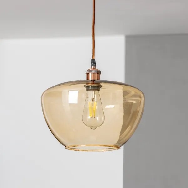 Függőlámpa kábellel SEVENTIES E27/60W/230V füstszínű/barna