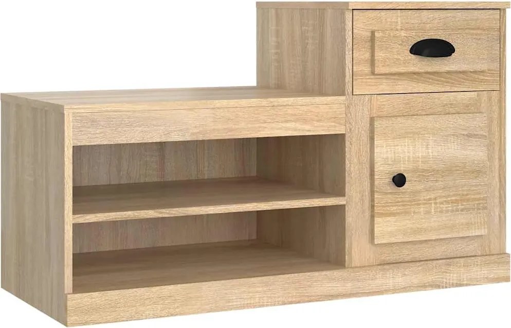 vidaXL sonoma tölgy színű szerelt fa cipőszekrény 100x42x60 cm