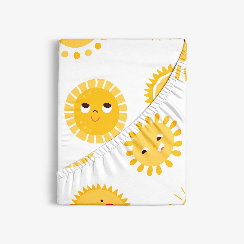 Goldea pamut gumis lepedő - mosolygós napocskák 140 x 200 cm