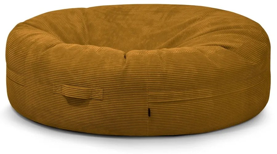 Mustársárga kordbársony babzsákfotel Roll 190 – SLOWDOWN