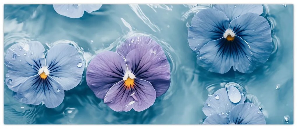 Kép - Ibolyák a vízben (120x50 cm)
