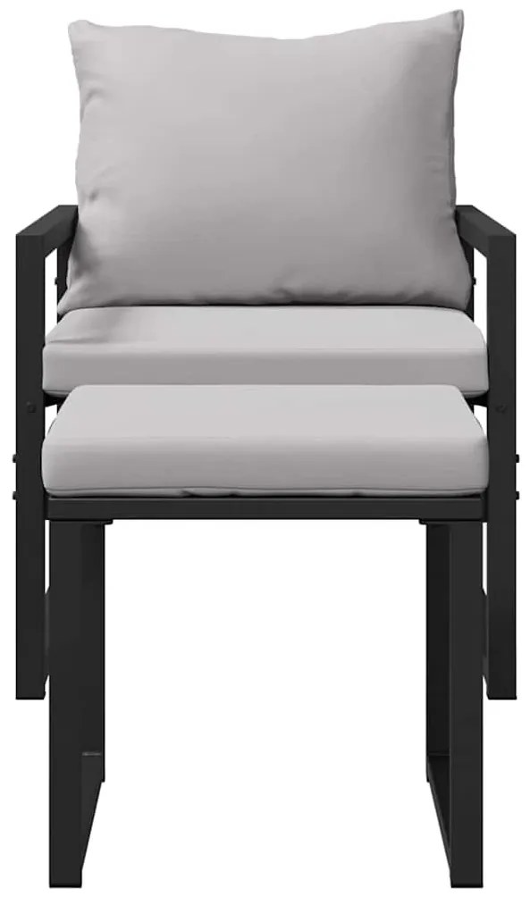 Kerti Kanapé Szett 4 pcs Fekete 61 x 72.5 x 71 cm Acél