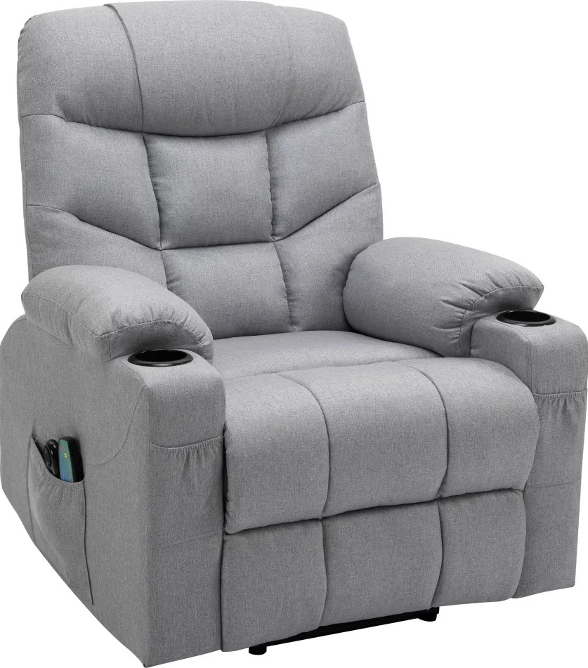 Állítható masszázs fotel, világosszürke, HUDSON