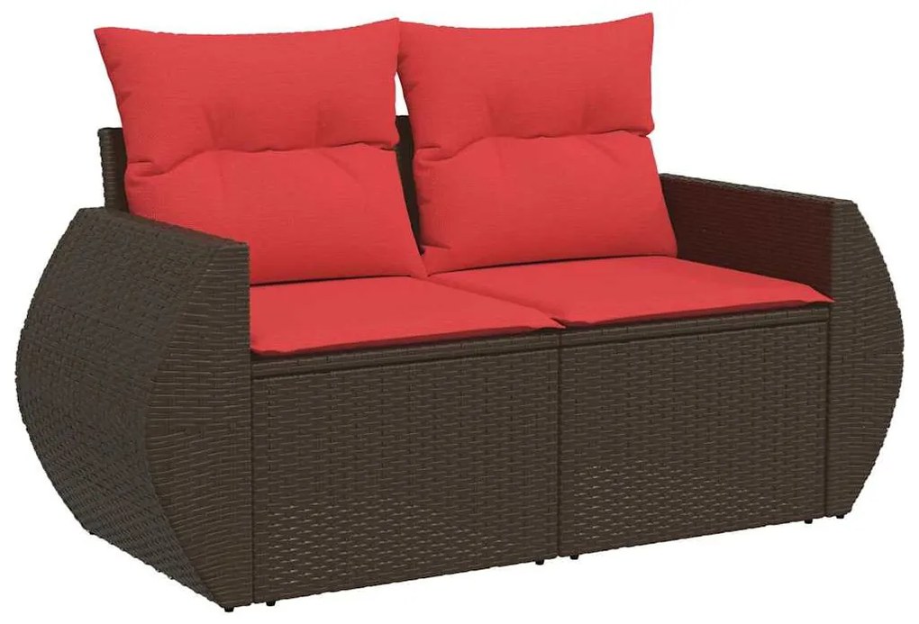 7 részes barna polyrattan kerti ülőgarnitúra párnával