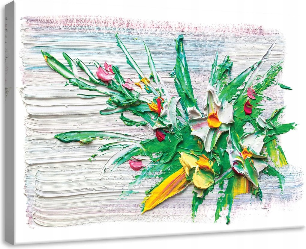 Vászonkép 70x50 Virágok csokor impasto textúra tavasz öröm kifejezés halott