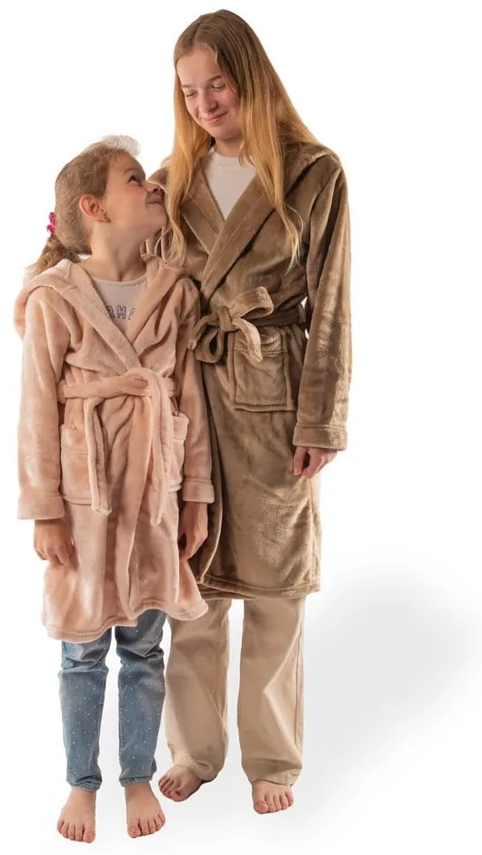 Rózsaszín mikroplüss gyerek fürdőköpeny, 122-128 Delux – Tiseco Home Studio