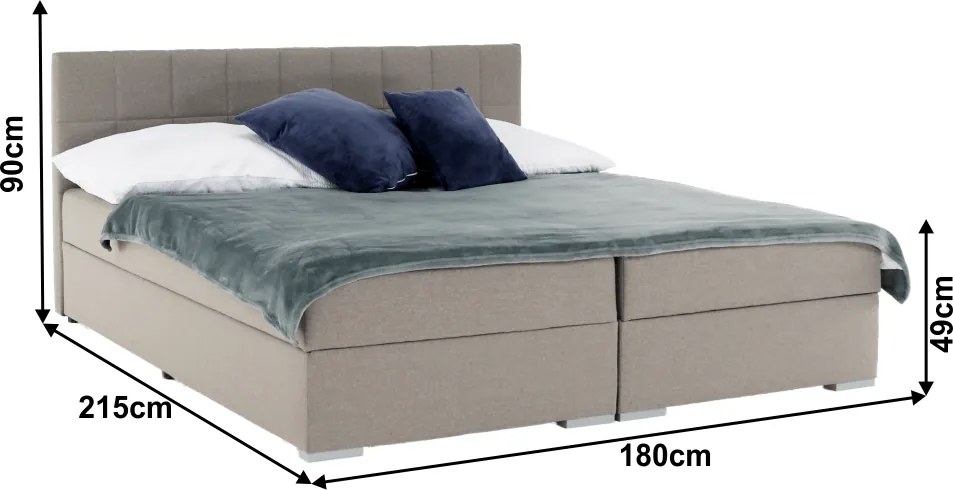 Boxspring típusú ágy 180x200, szürkésbarna taupe, FERATA TV KOMFORT
