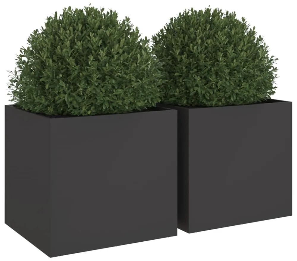 vidaXL 2 db fekete acél növénytartó 49 x 47 x 46 cm