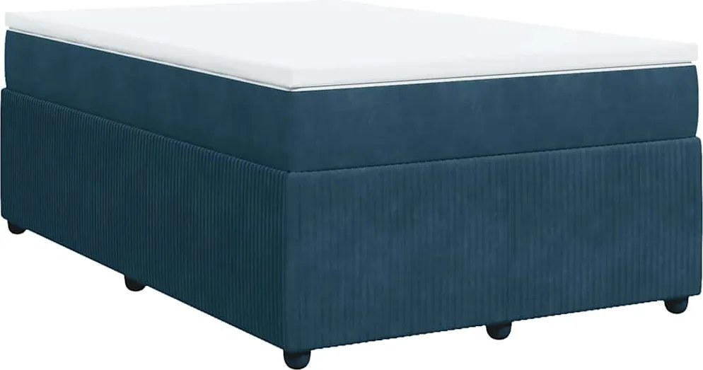 vidaXL sötétkék bársony rugós ágy matraccal 120 x 200 cm