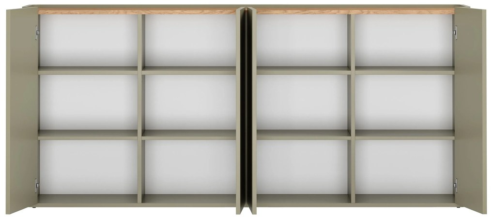Elivo négyajtós komód 200 cm - eukaliptusz / baltic dune tölgy