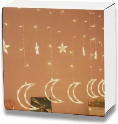 Karácsonyi fényfüggöny Led karácsonyfa 3,5m/0,8m holdak csillagok