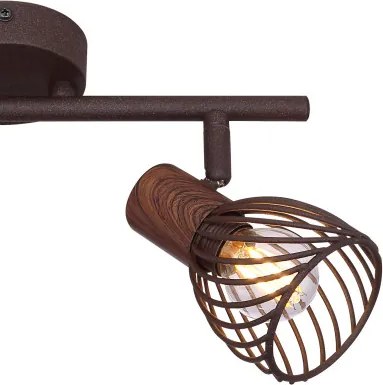 Globo 54817-2 Spot fém rozsdabarna sötét fa megjelenésű betéttel. Kapcsoló a talpra szerelve. LxH:300x145, exkl. 2xE14 40W 230V