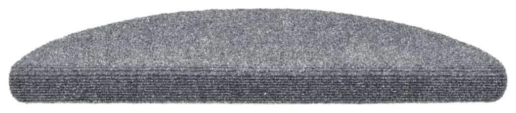 30 db öntapadós lépcsőszőnyeg, 56 x 17 x 3 cm, világosszürke, félkör alakú