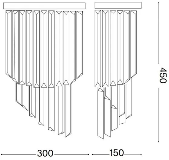 Ideal Lux - Fali kristály lámpa CARLTON 3xE14/40W/230V fényezett króm