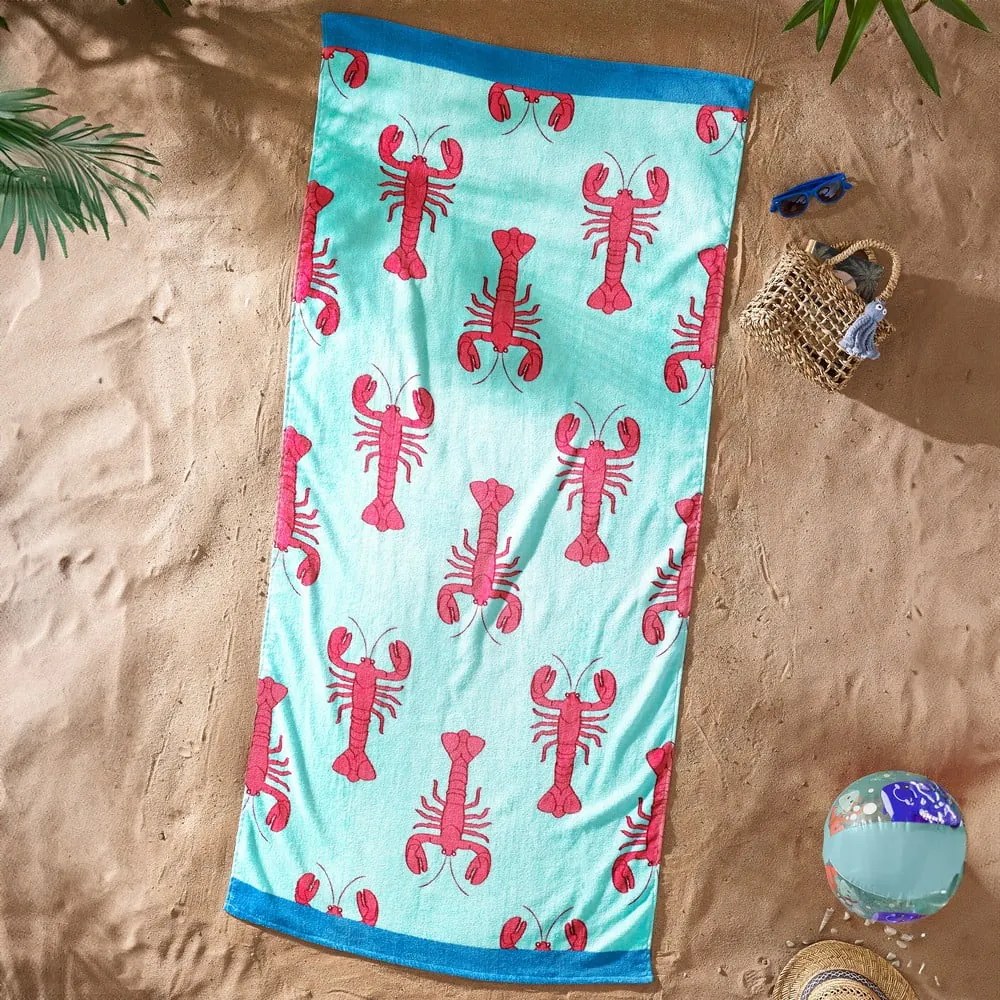 Kék pamut strandtörölköző 76x160 cm Lobster – Catherine Lansfield
