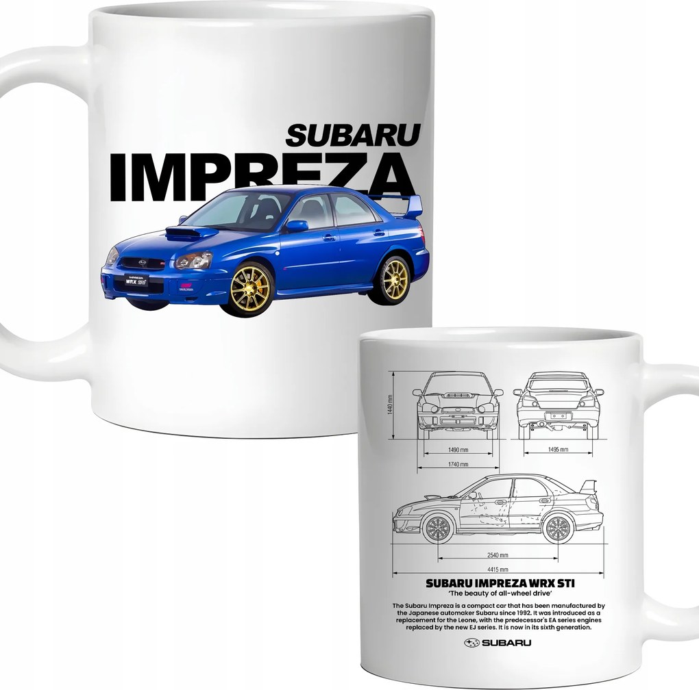 Bögre Subaru Impreza Wrx Sti jdm Ajándék Séma Születésnap Karácsony+csomagolás