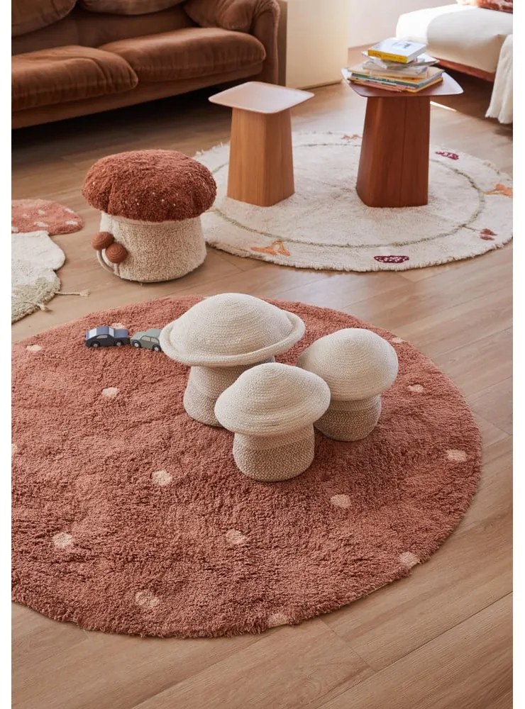 Bézs mosható kézi szövésű pamut gyerek szőnyeg ø140 cm Chanterelle – Lorena Canals