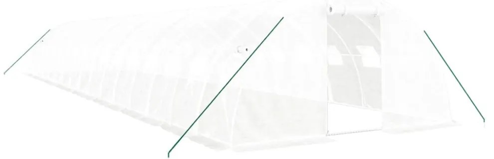 fehér acélvázas melegház 64 m² 16 x 4 x 2 m