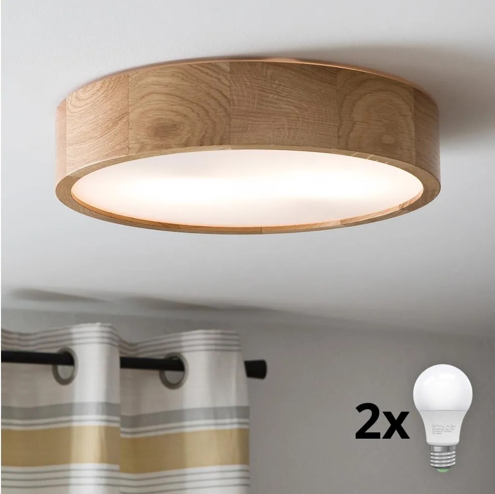 Brilagi - LED mennyezeti lámpa CARVALHO 2xE27/15W/230V tölgy, átm. 37,5 cm