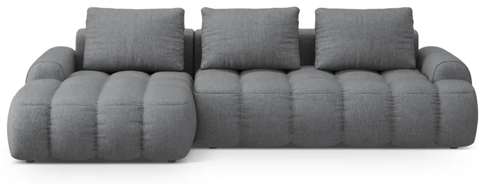 Szürke kinyitható-tárolóhelyes sarokkanapé (bal oldali-heverő résszel) Linz – Cosmopolitan Design