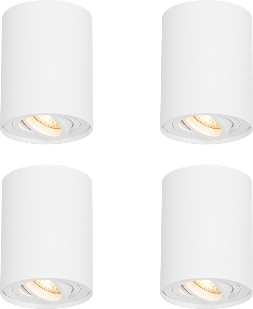 4 darabos modern fehér, forgatható és dönthető mennyezeti spotlámpa szett - Rondoo Up