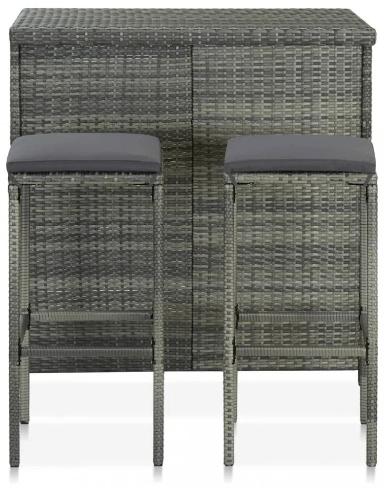 3 részes szürke polyrattan bárszett