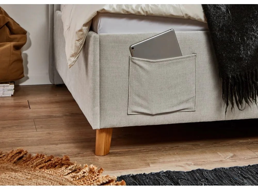 Bézs kárpitozott sarok gyerekágy ágyrács nélkül 120x200 cm Fun – Meise Möbel