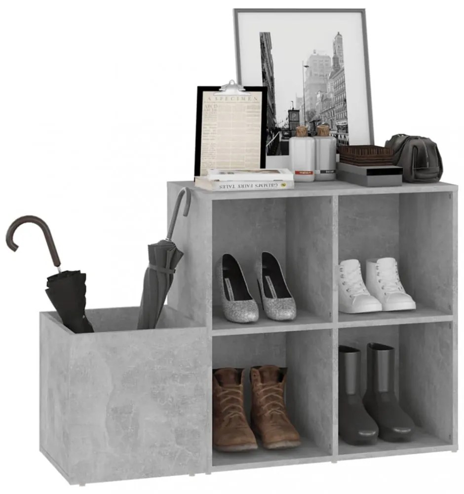 betonszürke szerelt fa előszobai cipősszekrény 105x35,5x70 cm