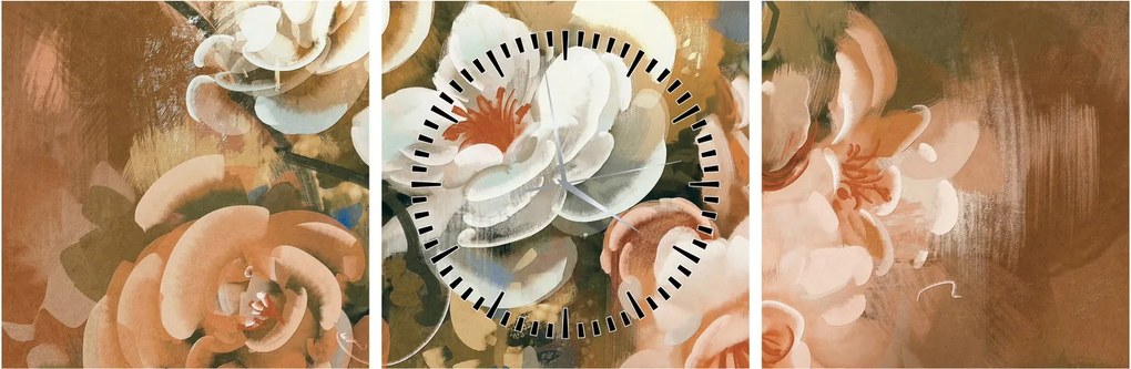 Kép - Festett csokor virág (órával) (90x30 cm)