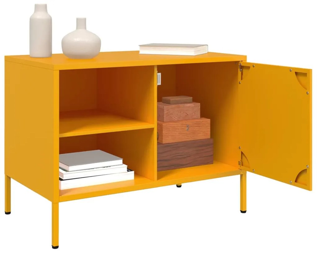 2 db mustársárga acél TV-szekrény 68 x 39 x 50,5 cm