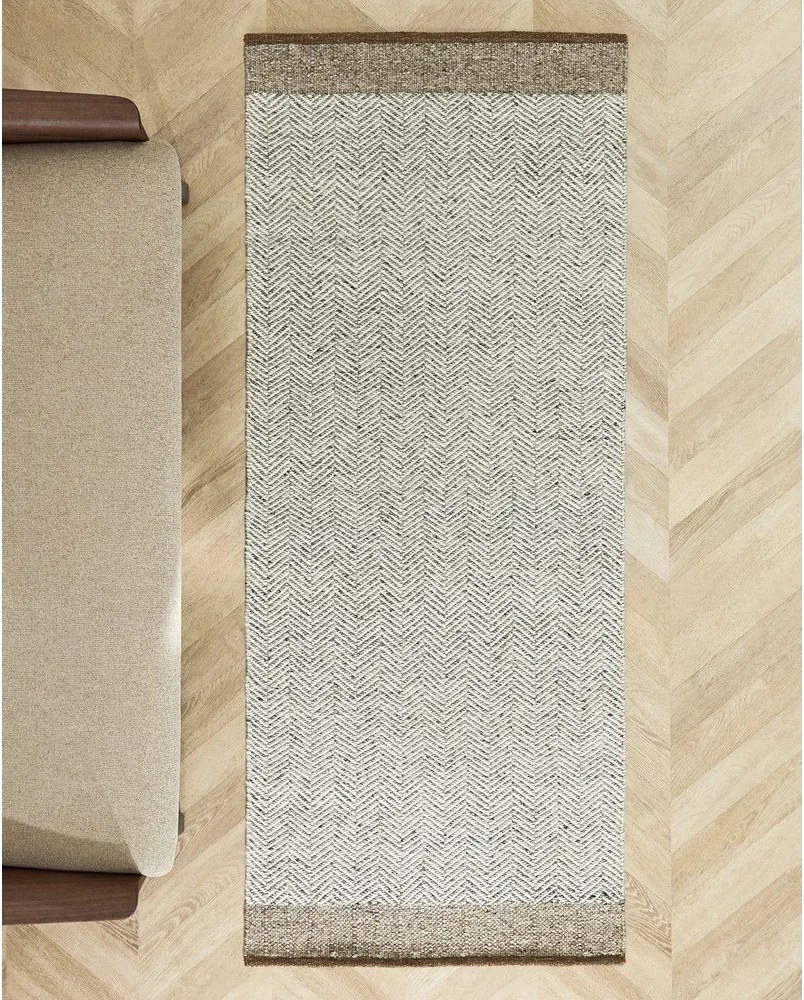 Bézs kétoldalas-kézi szövésű gyapjú futószőnyeg 80x200 cm Nifelia – Kave Home