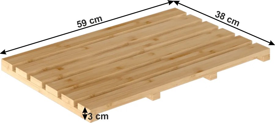 Csúszásgátló szőnyeg a fürdőszobába, természetes lakkozott bambusz, KLERA