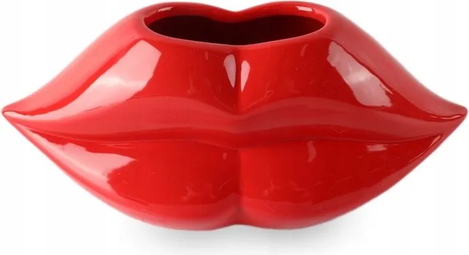 Piros Száj Váza Fedél – Designer Beltéri Dekorációs Kerámia