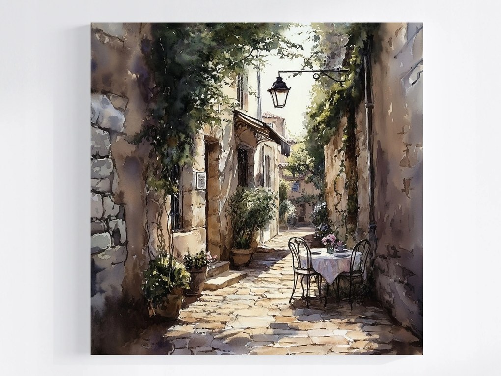 Vászonkép Canvas Város Dél Utca Macskakövek Házak Kávézó 40x40