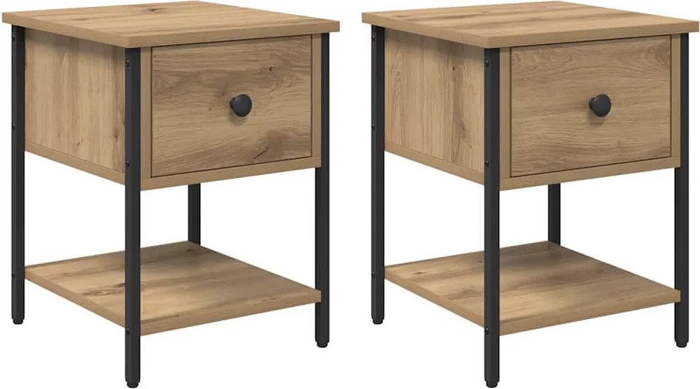 vidaXL Éjjeli asztal 2 pcs Artisan tölgy 34 x 35,5 x 45 cm Faanyag