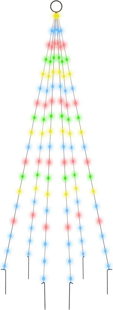 vidaXL karácsonyfa zászlórúdon 108 színes LED-del 180 cm