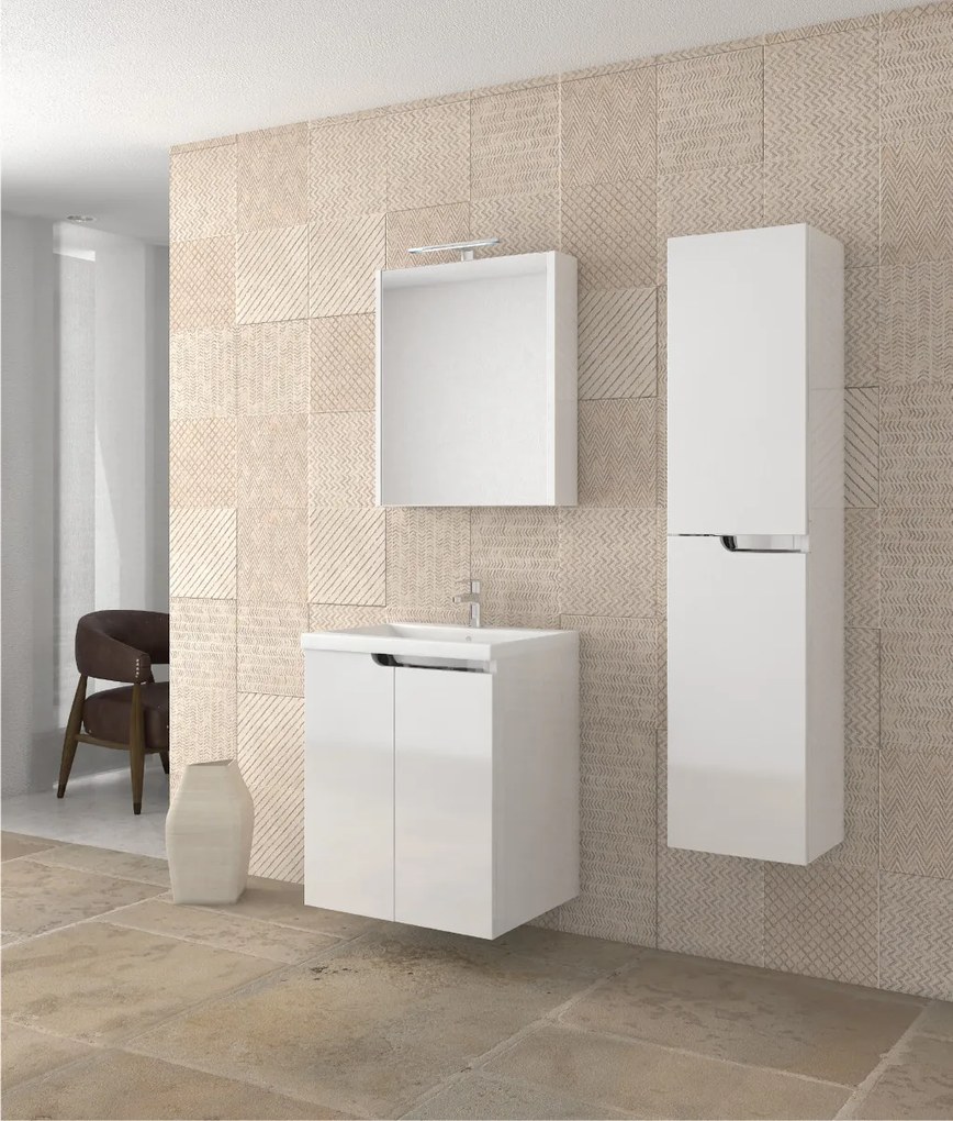 Piramida EURIDIKA 60 LH fali fürdőszobabútor - műmárvány mosdóval - 2 ajtós - 60 x 60 x 38 cm