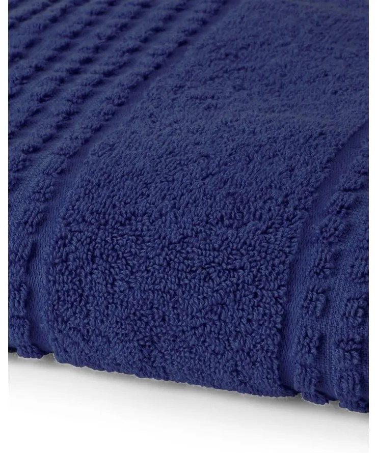 Sötétkék frottír bio pamut fürdőlepedő 70x140 cm Check – JUNA