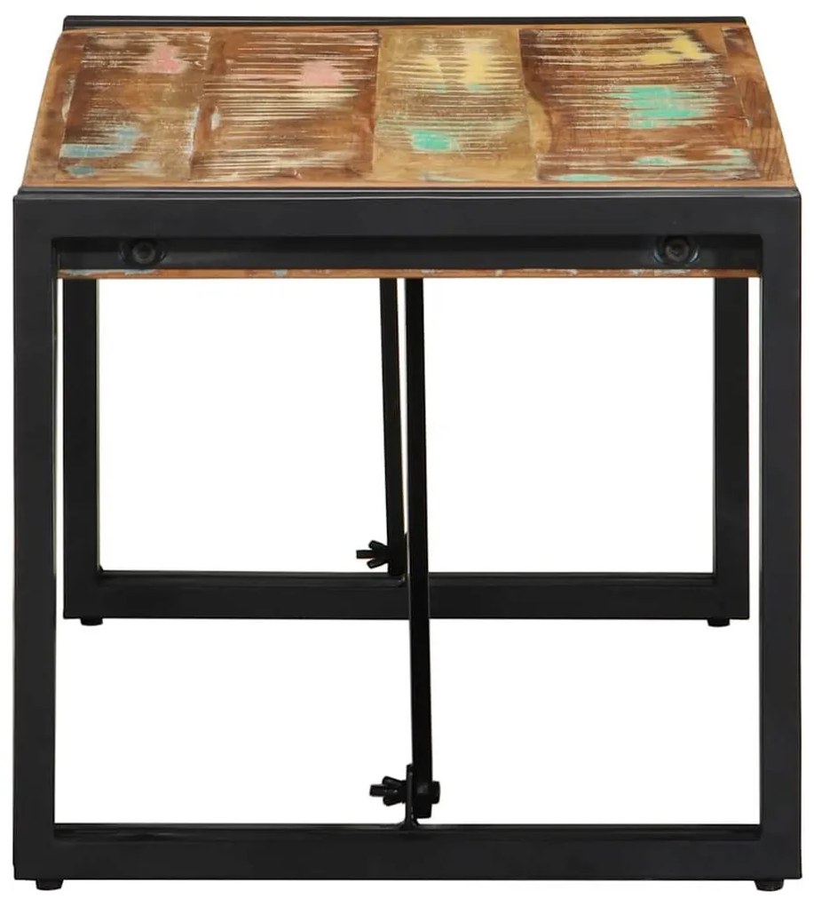 Többszínű tömör újrahasznosított fa dohányzóasztal 80x40x35 cm