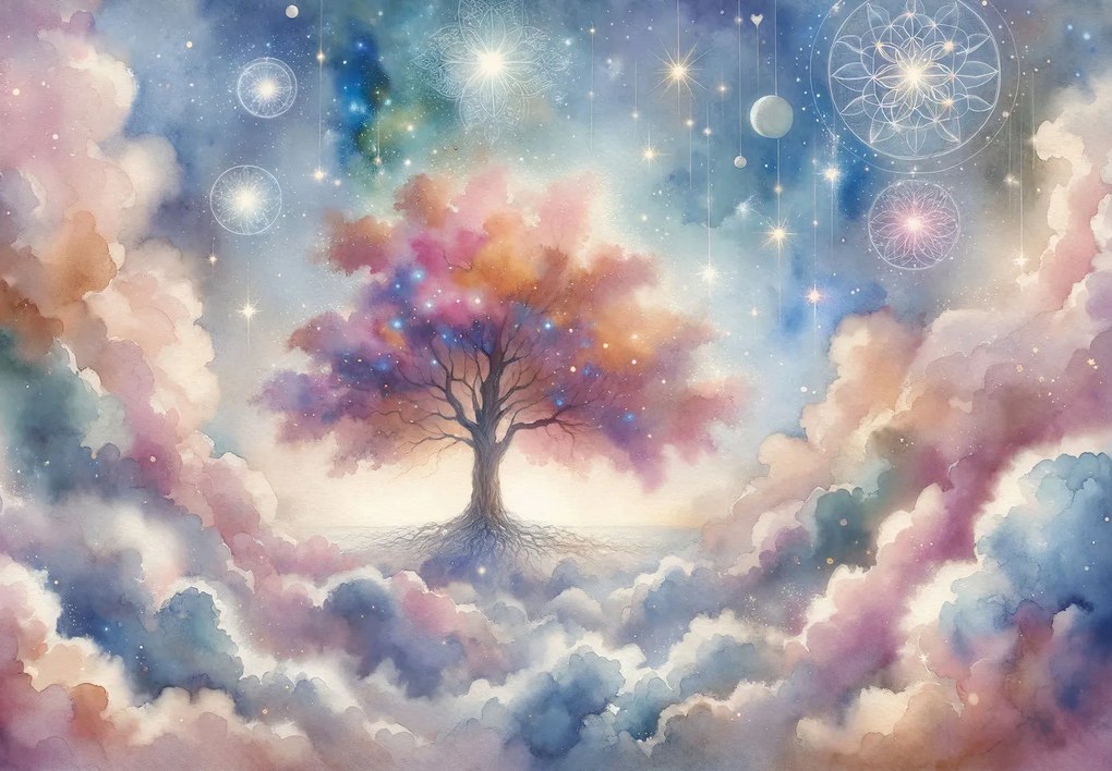 Fotótapéta - Életfa a felhőkben (147x102 cm)