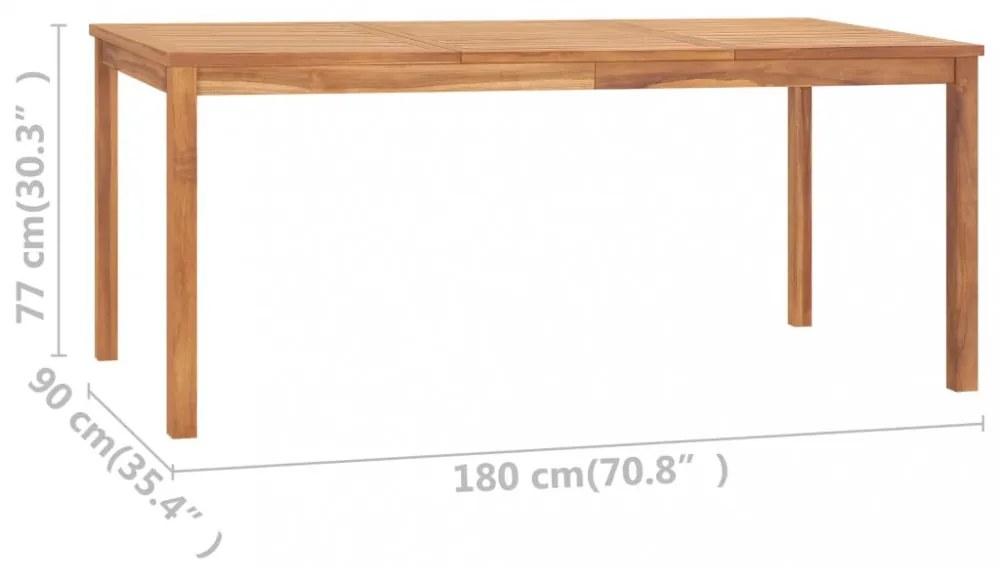 tömör tíkfa kerti étkezőasztal 180 x 90 x 77 cm