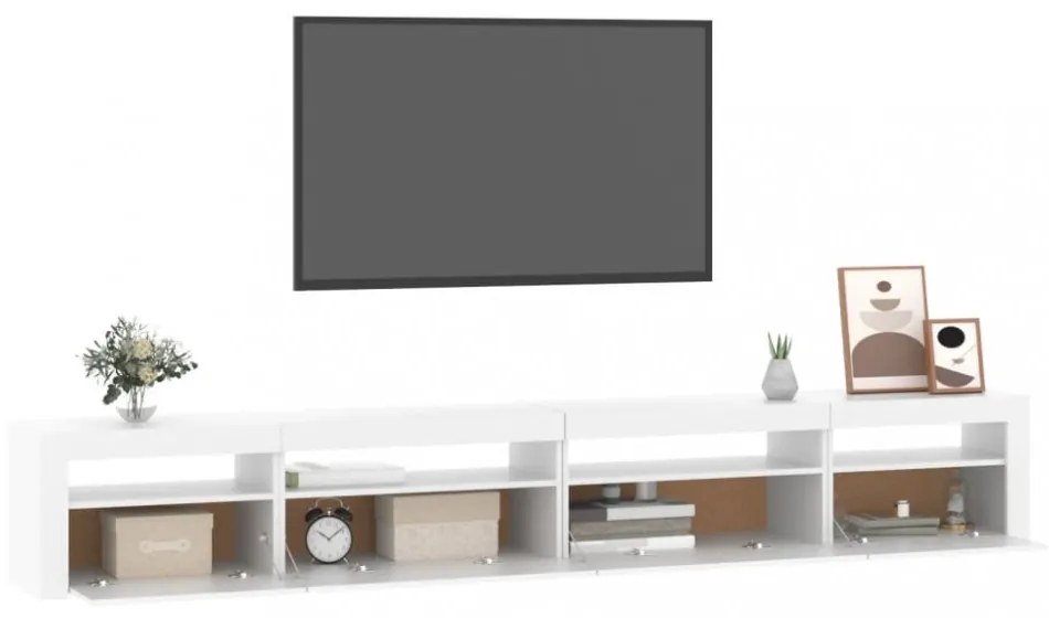 fehér TV-szekrény LED-lámpákkal 270x35x40 cm