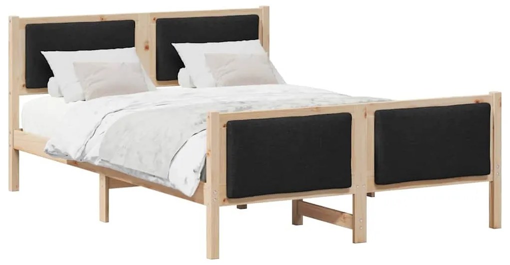 Ágykeret fejtámlával Fekete 150 x 200 cm szövet