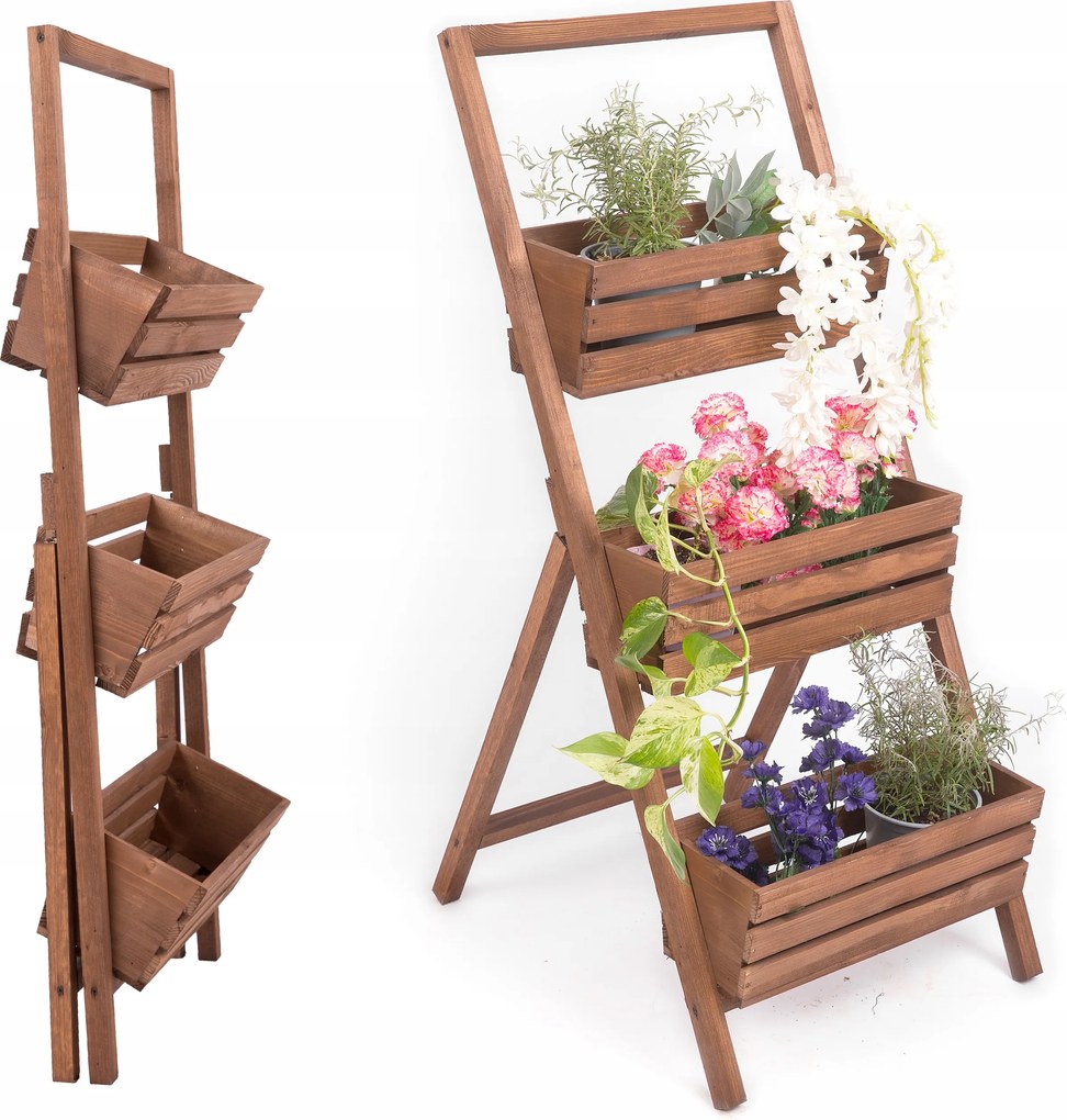 Virágállvány Fa Virágtartó Létra Kerti Álló Kültéri Teraszra