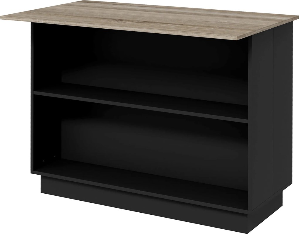 HOMCOM Konyhai Sziget Konyhai Kocsi 2 Nyitott Polccal, 2 Ajtóval és Állítható Polcokkal Modern Stílusban, 100 kg Teherbírás, 105x60x82 cm, Fekete és T
