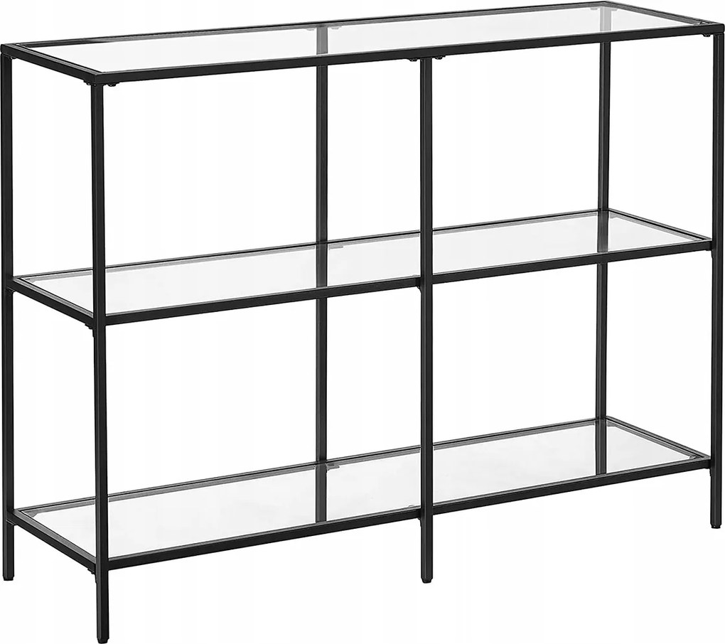 Üvegpolc 3 szintes edzett üveg polc 30x100x73 cm fekete