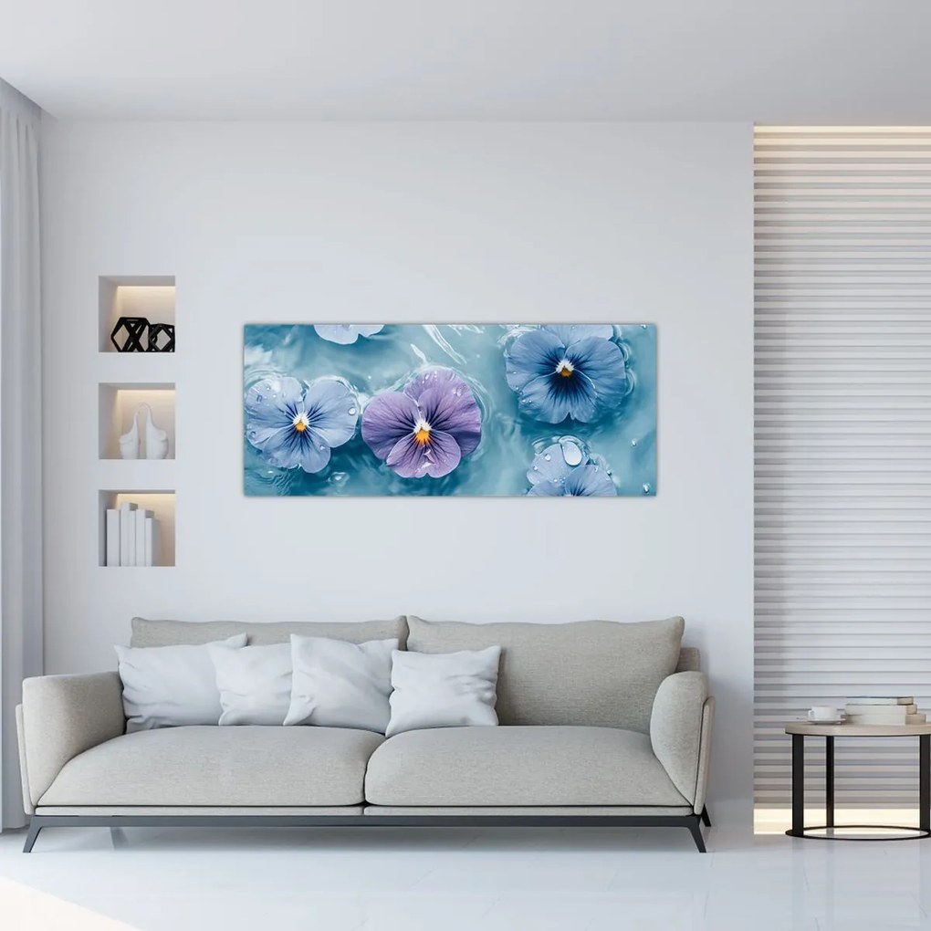 Kép - Ibolyák a vízben (120x50 cm)