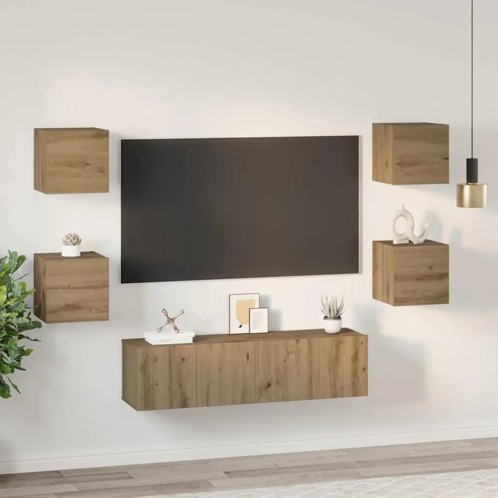TV szekrény garnitúra 6 pcs kézműves tölgy 60 x 30 x 30 cm